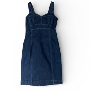 White House Black Market Denim Zip Front Corset Dress NWT Size 0